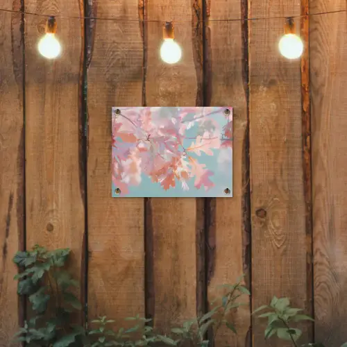 Eikenbladeren - Takken - Roze tuinposter los doek klein -sfeer1