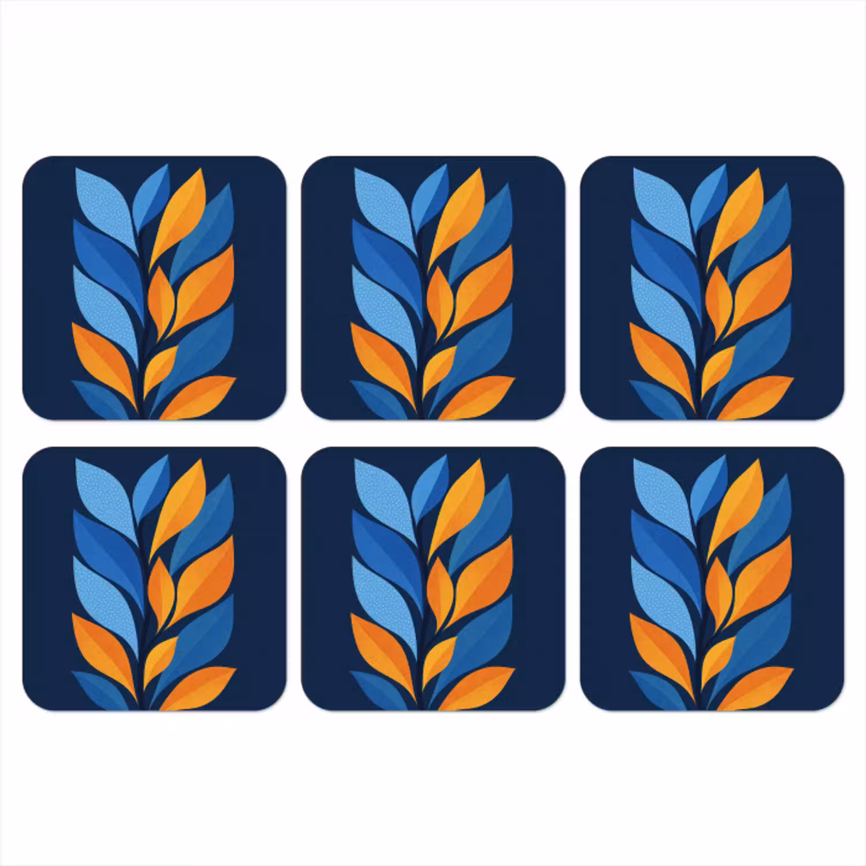 Abstract - Bladeren - Blauw onderzetter kurk middel -3d