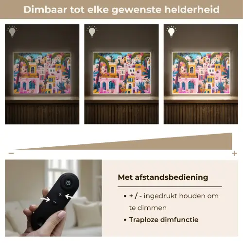Kleurrijk - Roze - Oranje - Geel - Bloemen Light Box met batterij (Wandlamp) middel -USP_dimbaarNL