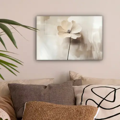 Bloem - Beige - Verf - Schaduw canvas 2cm klein -sfeer1