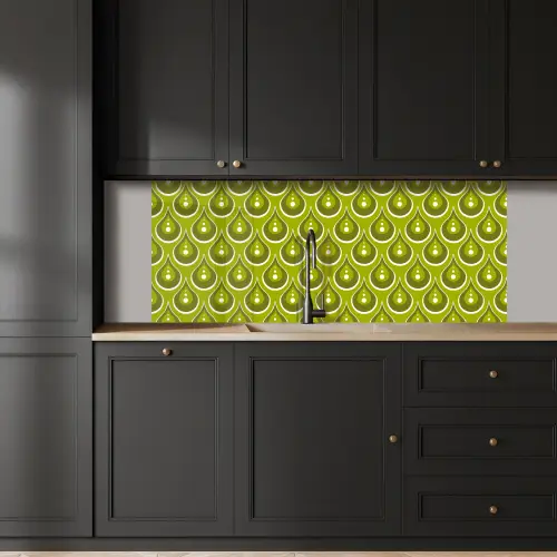 Patronen - Retro - Regen - Druppel - Groen keuken achterwand 2 middel 871 -sfeer1