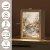 Abstract - Beige - Verf - Kunst - Natuur - Bloemen Light Box met kabel (Tafellamp) klein -USP_FR