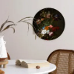Vaas met bloemen - Schilderij van Rachel Ruysch Wandcirkel kunststof plaat 5mm dik klein -sfeer4