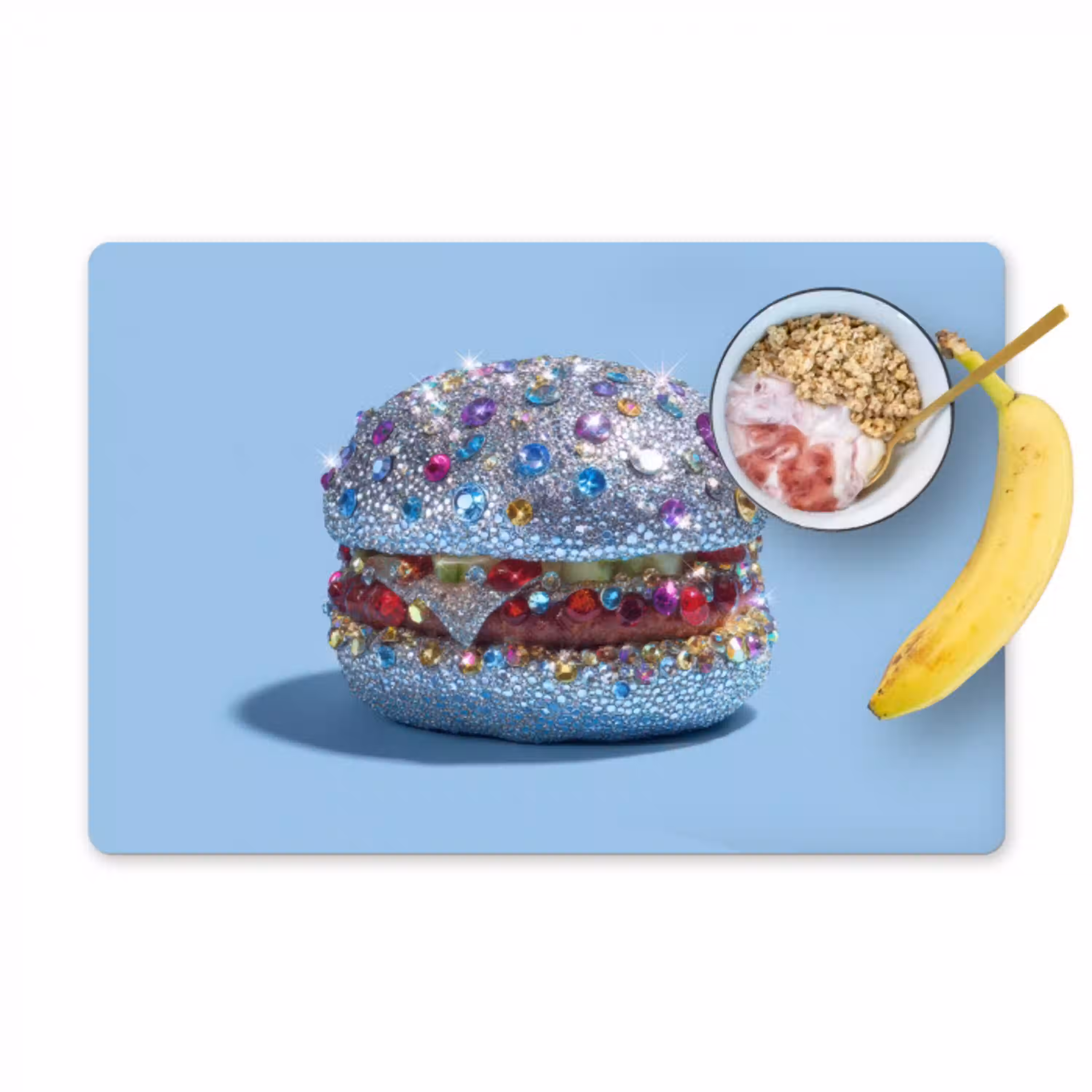 Glitters - Hamburger - Blauw Placemat vinyl groot -zzzproduct_Kitchenyeah-website