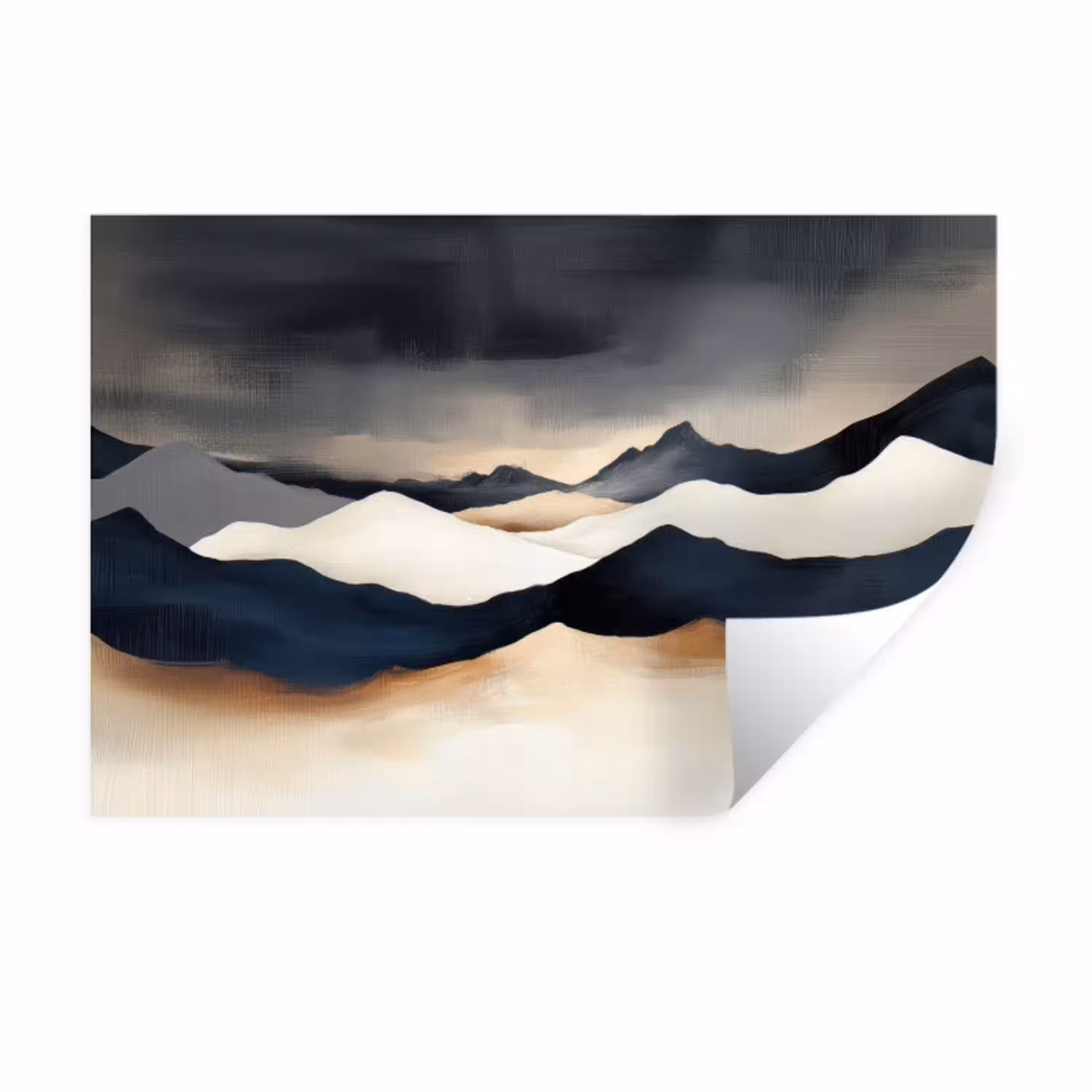 Bergen - Donkerblauw - Landschap Muursticker klein -3d