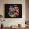 Radio - Graffiti - Box - Kleuren - Zwart Textielframe zwart klein -sfeer3