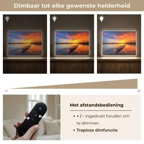 Boot - Water - Zonsondergang - Oranje - Water Light Box met batterij (Wandlamp) middel -USP_dimbaarNL