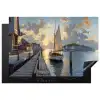 Zeilboot - Zon - Pier - Hout Inductie beschermer vinyl 3mm klein -3d