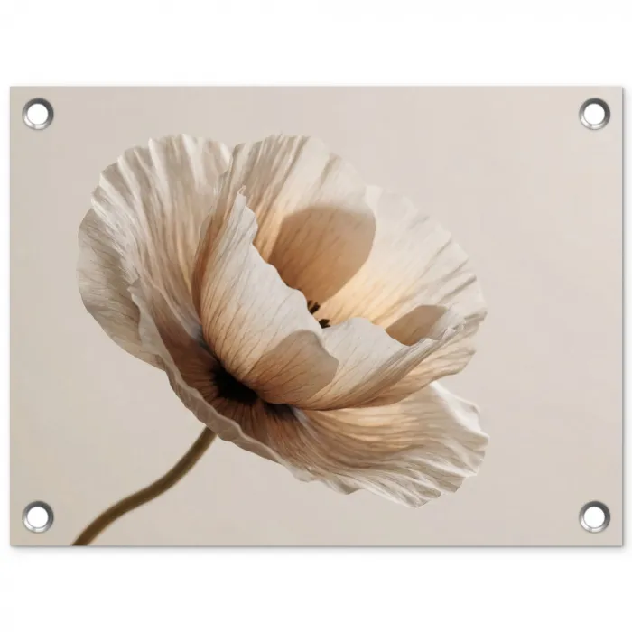 Bloem - Beige - Crème tuinposter los doek klein -3d