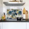 Bladeren - Abstract - Goud - Blauw Inductie beschemer met haakjes klein -sfeer2