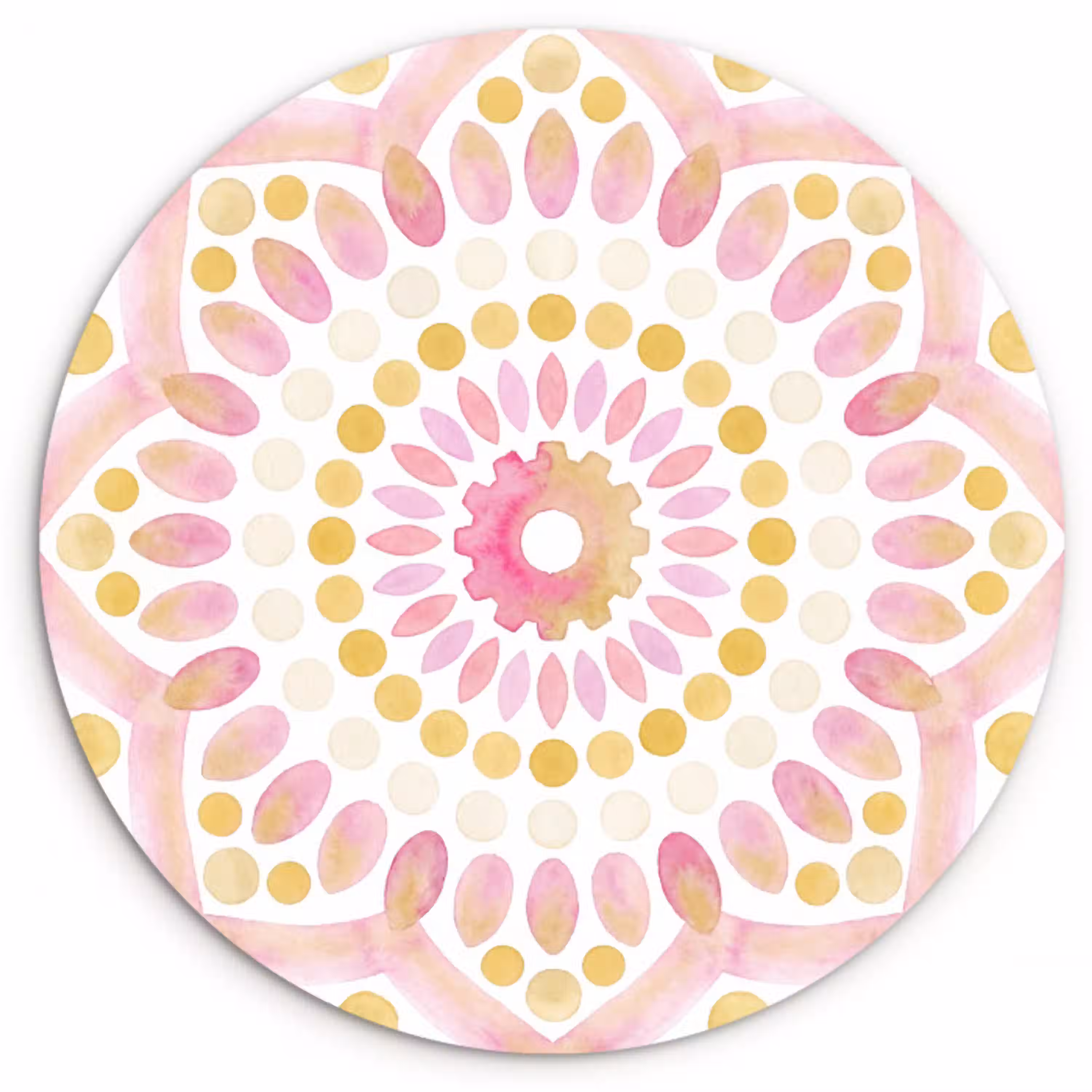 Abstract - Mandala - Kunst - Modern - Roze Wandcirkel kunststof plaat 5mm dik klein -3d