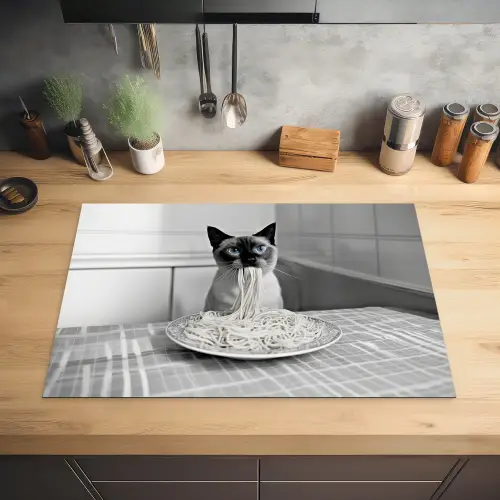 Kat - Siamees - Zwart Wit - Schattig - Dieren Inductie beschermer vinyl 3mm klein -sfeer5