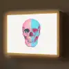 Schedel - Grafisch - Roze - Verdeeld Light Box met batterij (Wandlamp) middel -z3d_website