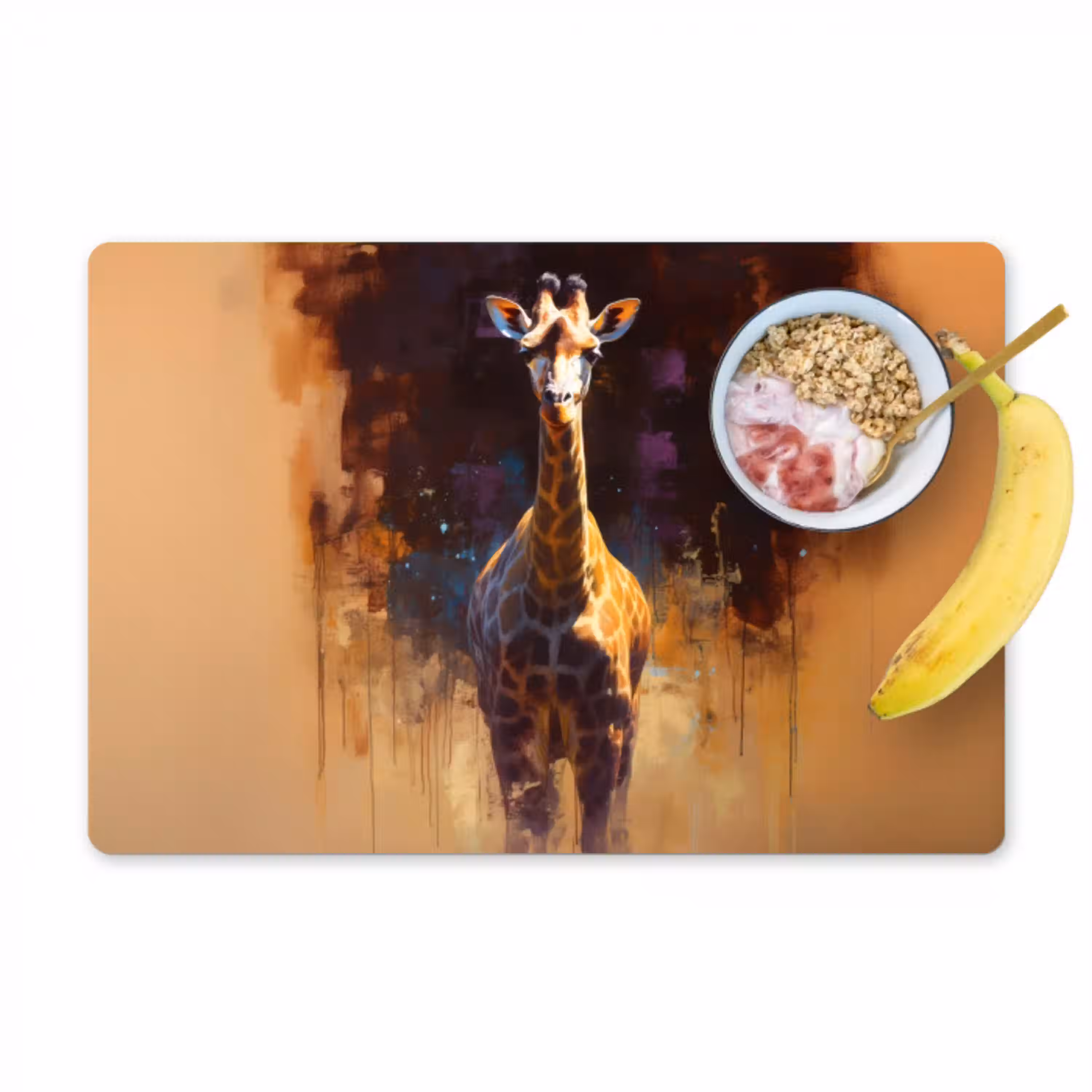 Giraf - Bruin - Abstract - Geschilderd Placemat vinyl groot -zzzproduct_Kitchenyeah-website