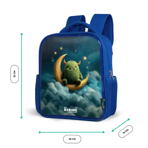 Groen monster op maansikkel Kinderrugzak - Blauw middel -productfoto_formaten