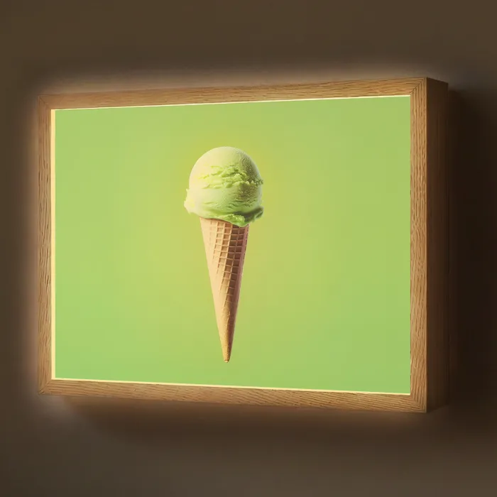 Hoorntje - Schepijs - Groen Light Box met batterij (Wandlamp) middel -z3d_website