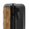 Lichtbruine houten planktextuur NBS - Handbagage koffer - Volwassenen Unisex middel -slot