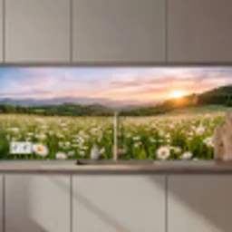 Madelief - Veld - Heuvels - Groen keuken achterwand 2 middel zz_3dshopping