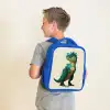 Gehoornde dino met scherpe blik Kinderrugzak - Blauw middel -sfeer2