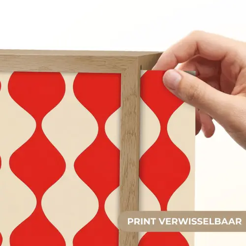 Golvend patroon - Retro - Rood - Beige Light Box met batterij (Wandlamp) middel 907 -USP_websiteprintNL