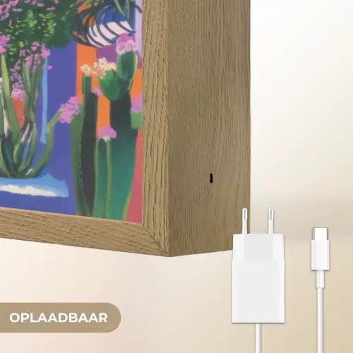 Geel - Blauw - Oranje - Huis Light Box met batterij (Wandlamp) middel -USP_websiteoplaadbaarNL