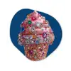 Ijsje - Hoorntje - Steentjes - Blauw Wandcirkel Organisch Forex 3mm klein -3d