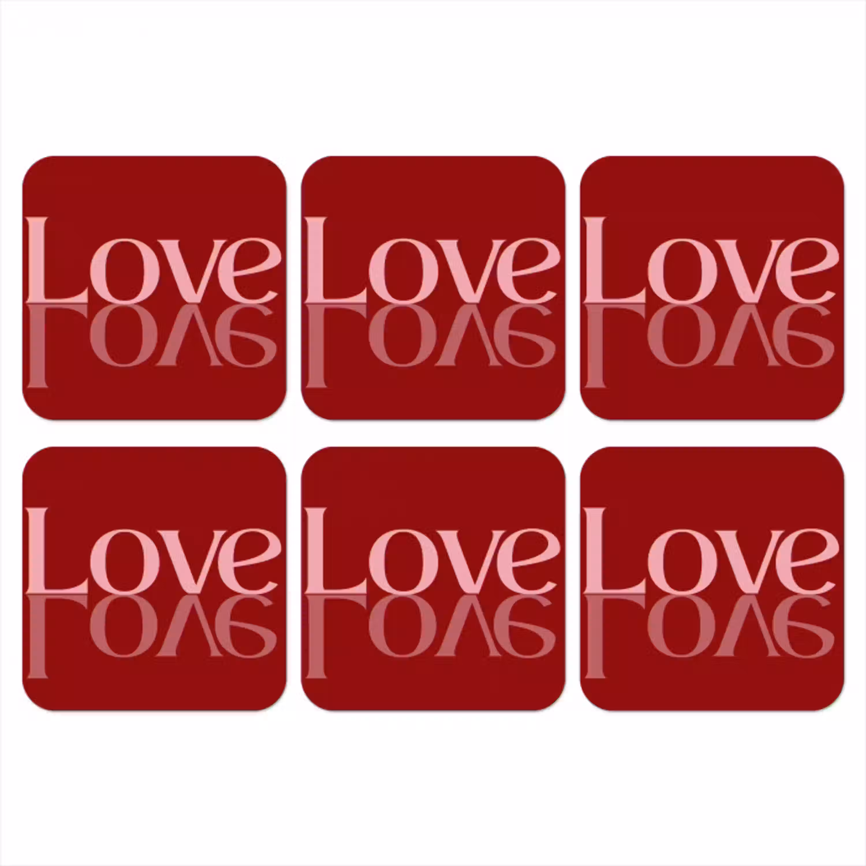 Love - Spiegeling - Rood onderzetter kurk middel -3d