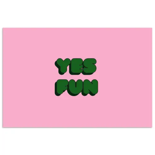 Yes fun - Groen - Roze poster papier klein -3d