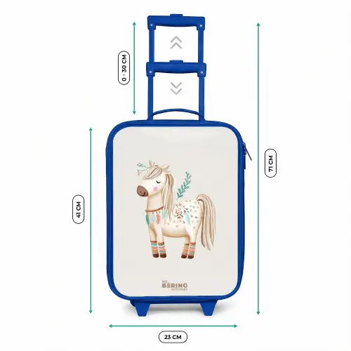 Bohemian paard in beige tinten Kinderkoffer - Blauw klein -productfoto_formaten