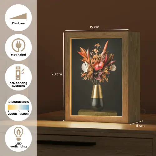 Exotisch - Boeket - Vaas - Goud Light Box met kabel (Tafellamp) klein -USP_NL