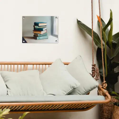 Stapel - Boeken - Groen - Daglicht tuinposter los doek klein -sfeer7
