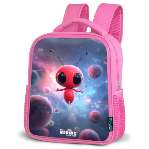 Rood Ruimtewezen in Kosmische Dans Kinderrugzak - Roze middel -schuin