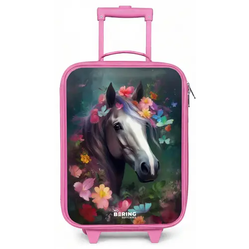 Paard in kleurrijke bloemen Kinderkoffer - Roze klein -zz3dotto