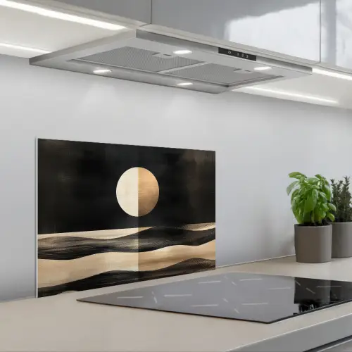 Maan - Cirkel - Goud keuken achterwand spatscherm klein -3d_schuin