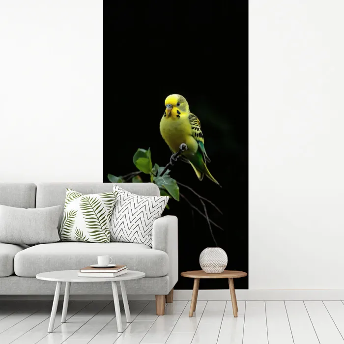 Parkiet - Tak - Bladeren - Geel fotobehang vinyl groot -woonkamer