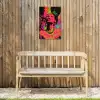 Vrouw - Microfoon - Neon Tuinposter op houten frame 2 cm dik klein -sfeer4