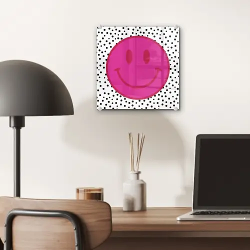 Smiley - Roze - Stippen plexiglas 5mm klein -sfeer6