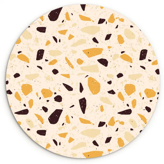 Terrazzo -  Patroon - Geel - Wandcirkel kunststof plaat 5mm dik klein 188 -3d