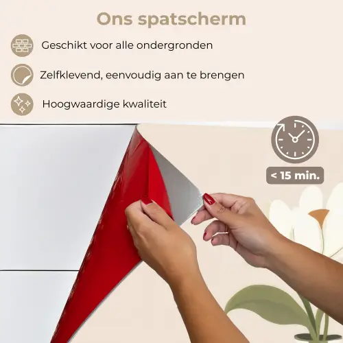 Bloem - Wit - Vaas - Quote keuken achterwand spatscherm klein -spatscherm_NL
