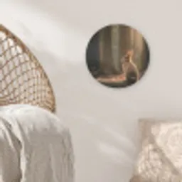 Konijn - Bos - Zonnestralen Akoestische PET Vilt - Rond klein -sfeer4