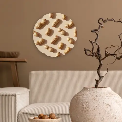 Pinda's - Patroon - Beige Wandcirkel plexiglas klein -sfeer1
