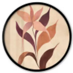 Minimalistisch - Bloem - Bladeren - Beige Fotolijst rond zonder passe partout klein -3d