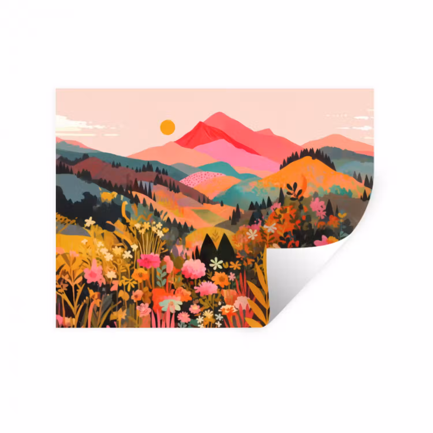 Wandtattoo – Sonnenuntergang - Bergtal - Kontrast