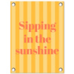 Gestreept - Geel - Sunshine - Letters tuinposter los doek klein -3d