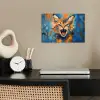 Kat - Kleurrijk - Oranje - Blauw poster papier klein -sfeer1
