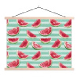 Watermeloen - Strepen - Groen textielposter latten blank klein 122 -3d