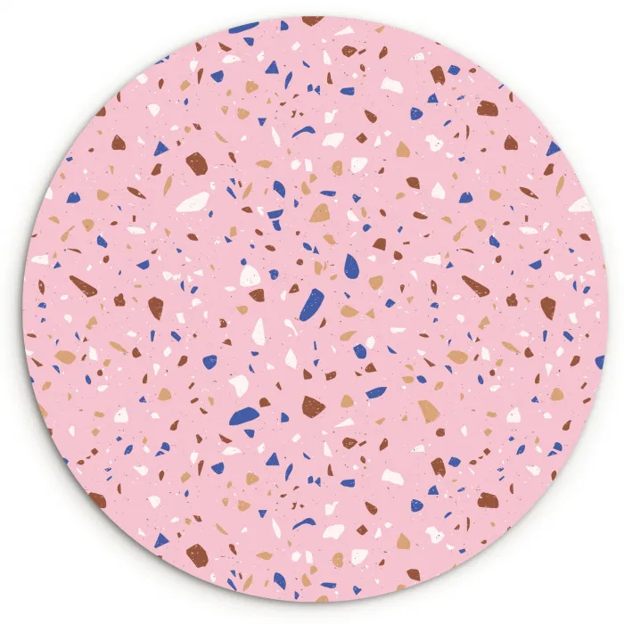 Terrazzo -  Patroon - Kleurrijk - Roze Wandcirkel plexiglas klein 852 -3d