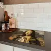 Mona Lisa - Kat - Leonardo da Vinci - Vintage - Kunstwerk - Oude meesters - Schilderij Inductie beschermer vinyl 3mm middel -sfeer3