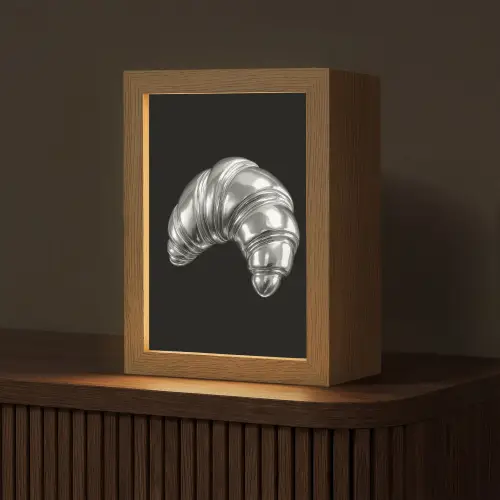 Croissant - Metaal - Zilver Light Box met kabel (Tafellamp) klein -z3d_website