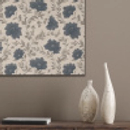 Motief - Bloemen - Zwart - Beige PET vilt klein 837 -sfeer6_closeup